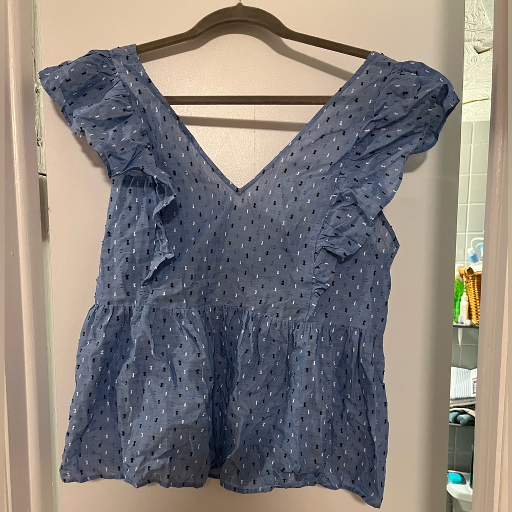 LOFT Floral Sleeveless Peplum Top with Bow Back